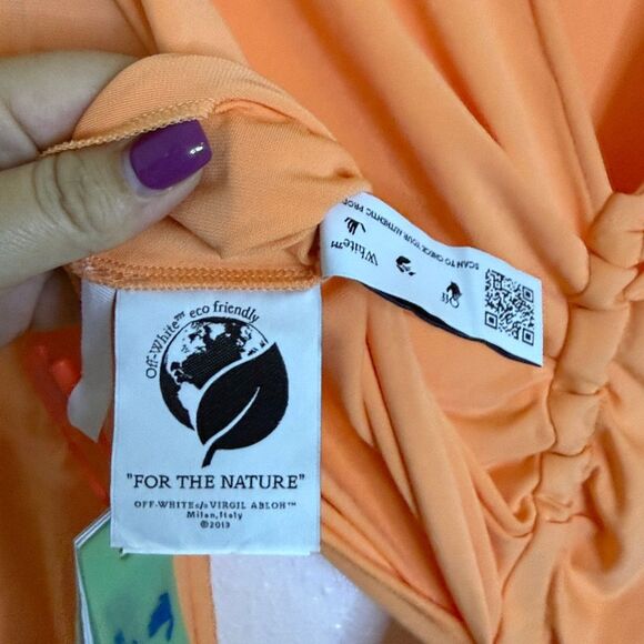 NWT- OFF-WHITE Cut-Out Draped Dress - Soft Orange- Size 42 (US 6) - Picture 13 of 14